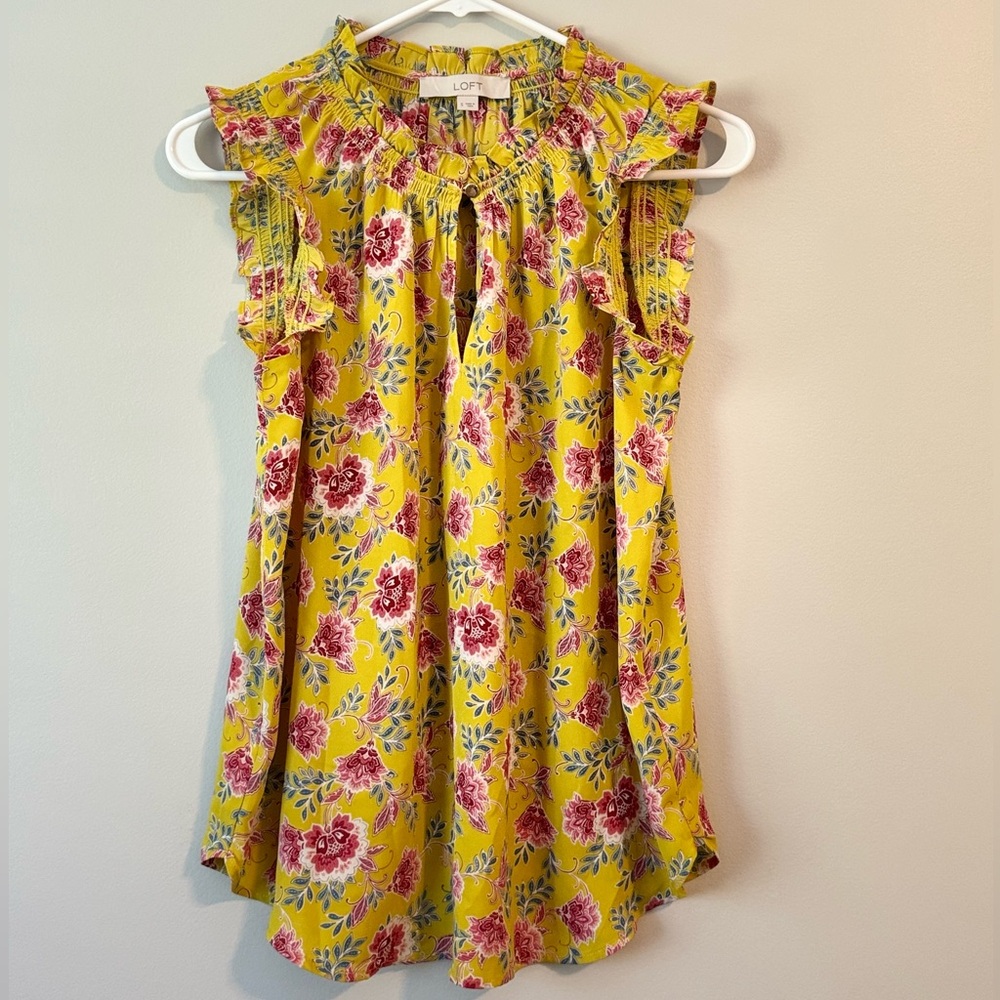 Loft Floral Sleeveless Dressy Office Summer Blouse Size S